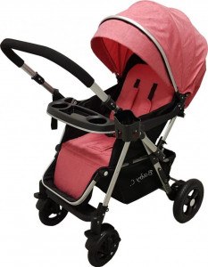 Carucior-nou-nascuti-2-in-1-BABY-CARE-PRO-511-Cadru-aluminiu-Maner-reversibil-Spatar-reglabil-in-5-trepte-Amortizoare-Plasa-insecte-Frana-picior-Pliabil-Rosu_3