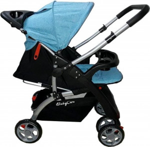 Carucior-nou-nascuti-2-in-1-Baby-Care-Pro-C18-Maner-reversibil-Spatar-reglabil-in-3-trepte-Amortizoare-Frana-picior-Pliabil-Albastru