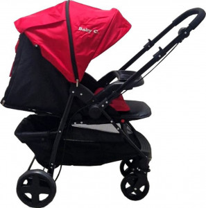 Carucior-nou-nascuti-2-in-1-BABY-CARE-PRO-SK10-Maner-reversibil-Spatar-reglabil-in-3-trepte-Frana-picior-Pliabil-Rosu