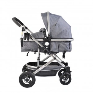 Carucior nou nascuti 2 in 1 NOVOKIDS™ Ciarra Silver PRO , Cu geanta bebe, Cadru Aluminiu , Amortizoare, Roti din cauciuc plin AVE, Landou, Modul sport, Spatar reglabil 3 trepte, Gri