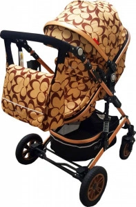 Carucior-nou-nascuti-3-in-1-Baby-Care-PRO-531-Cu-geanta-bebe-Cadru-Aluminiu-Gold-Amortizoare-Roti-din-cauciuc-plin-AVE-Landou-Scoica-auto-Spatar-reglabil-3-trepte-Plasa-insecte-Beige-cu-imprimeu-Fluturasi-Maron_2