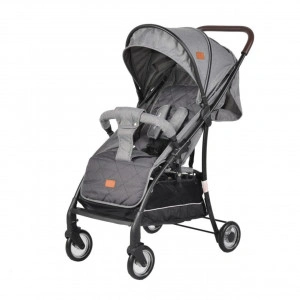 Carucior sport ultracompact pentru copii NOVOKIDS™ London PRO, Transformabil in troller, Spatar reglabil in 3 trepte, Pozitie somn, Roti transparente, Gri