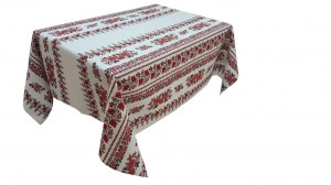 Fata de masa pentru living si bucatarie CASA GINO , bumbac 100%, 125X150 cm, masa 4 persoane, model motive traditionale si trandafiri