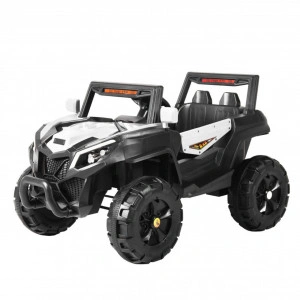 Masinuta Electrica cu acumulator pentru copii NOVOKIDS™ Atlantis Buggy UTV , 2 locuri, Cu faruri luminoase, Telecomanda, 3-8 ani , max 35 kg , 12V, Mp3/USB, Model Offroad, Alb cu Negru