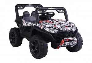 Masinuta Electrica cu acumulator pentru copii NOVOKIDS™ Buggy Mini UTV, Cu faruri luminoase, Telecomanda, 3-7 ani , max 30 kg, 3 Viteze, Lungime 110 cm, Model Offroad, Alb