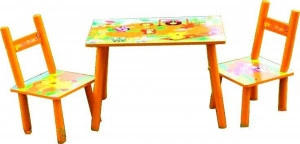 Masuta-copii-din-MDF-cu-doua-scaune-Novokids-My-first-table-dimensiuni-59X39X40-suprafata-lucioasa-Portocaliu