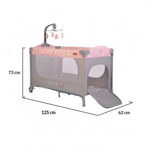 Patut-pliant-transformabil-in-tarc-copii-NOVOKIDS-Onceuponatime-NEST-62X125-cm-2-Niveluri-Jucarie-Carusel-muzical-Fermoar-acces-lateral-Roz-cu-Gri_2