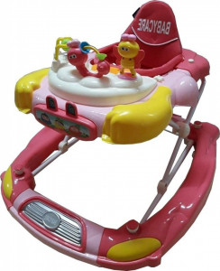 Premergator-cu-sistem-de-balansare-Baby-Care-Bunny-cu-sistem-de-balansare-8-Roti-Pliabil-Cu-Melodii-Roz