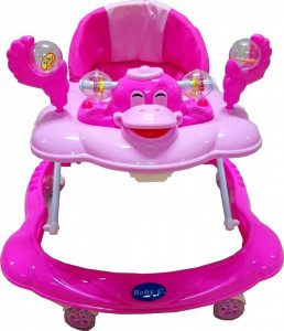 Premergator-reglabil-in-3-trepte-NOVOKIDS-Baby-C-cu-melodii-roti-silentioase-din-silicon-Ratusca-Pliabil-Roz