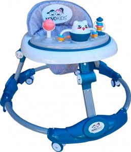 Premergator-reglabil-in-6-trepte-de-inaltime-NOVOKIDS-Little-Kitty-Cu-melodii-Pliabil-Max-20-kg-Roti-silentioase-Model-Pisicuta-Verde-Turquoise