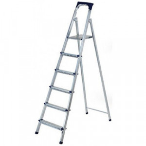 Scara Pliabila Dubla cu Platforma HouseXL™, Plianta, Metalica, Design Special Anti-Alunecare, 5+1 Trepte - Img 1