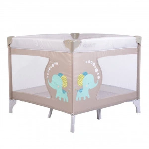 Tarc de joaca portabil pentru interior si exterior NOVOKIDS™ Little Giant , Pliabil, Dimensiuni 93X93X77 cm, Inaltime 77 cm, Geanta transport si saltea incluse, Model Elefant, Gri