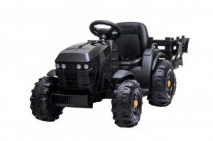 Tractor Electric XXL cu acumulator pentru copii NOVOKIDS™ Super Tytan Farmer , Cu remorca, Melodii si USB , 3-8 ani , Baterie12V, 2 Viteze, lungime 153 cm, Lumini , Negru
