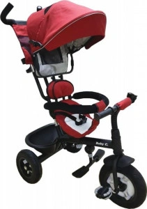 Tricicleta-cu-copertina-NOVOKIDS-Baby-C-roti-din-cauciuc-frana-si-maner-pentru-parinti-cadru-metalic-Bordeaux_2