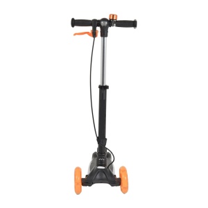 Trotineta copii cu roti luminoase din silicon NOVOKIDS™ Toy Cube, Cu melodii si lumini, 3 roti, Pliabila, Maner reglabil pe inaltime, Max 50 kg, Sistem frana Easy Break, Far luminos in fata, Design modern, Negru cu Portocaliu - Img 2