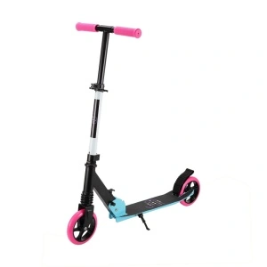 Trotineta copii si adolescenti NOVOKIDS™ Cool Girl, Maxim 100 kg, Functie Super Brake, Suspensie fata, Diametru roata 200 mm, Roz cu Turcoaz