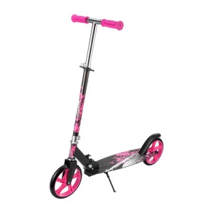 Trotineta copii si adolescenti NOVOKIDS™ Storm Camo PRO, Maxim 100 kg, Functie Super Brake, Maner reglabil pe inaltime, Diametru roata 200 mm, Roz Camuflaj