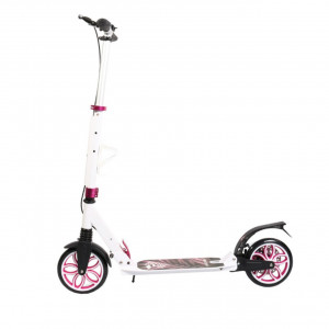 Trotineta-din-aluminiu-cu-frana-pe-disc-NOVOKIDS-Fiore-Plus-maxim-100-kg-Franare-dubla-Suspensie-dubla-Diametru-roata-200-mm-Alb-cu-Roz