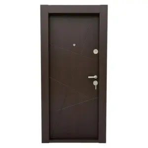 Usa metalica de apartament Novo Doors NDS18W de culoare Wenge cu deschidere pe Stanga