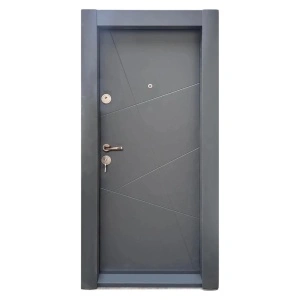 Usa metalica de apartament cu izolatie si vizor Novo Doors First Class NDS15, Cu toc imbracat si folie PVC de culoare Gri Antracit
