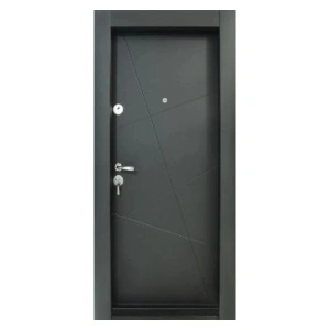 Usa metalica de apartament cu izolatie si vizor Novo Doors First Class NDS18, Cu toc imbracat si folie PVC, Deschidere Stanga Dreapta, Dimensiune 200X88 cm, Tabla 1.2 mm, Kit complet, Negru perlat