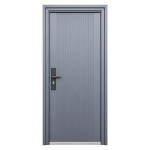 Usa metalica de exterior cu izolatie si vizor Novo Doors ND6003, tabla 0.5 mm, prag din inox, balamale si clanta incluse, pentru casa si apartament, Gri Antracit