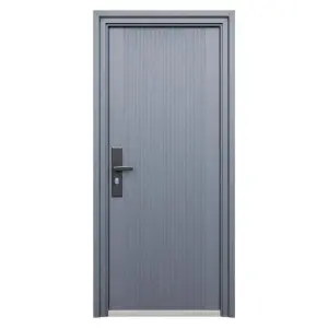Usa metalica de exterior cu izolatie si vizor Novo Doors ND6003, tabla 0.5 mm, prag din inox, balamale si clanta incluse, pentru casa si apartament, Gri Antracit