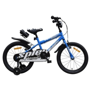 Bicicleta pentru copii NOVOKIDS™ Splend'Or Boom PRO Edition, Cu bidon pentru apa, Roti 16" inch, Maxim 50 kg, Cadru din otel, Roti ajutatoare detasabile, Ghidon reglabil pe inaltime, Albastru - Img 2