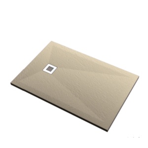 Cadita de dus HouseXL StoneCore Premium, 120x80 cm din compozit granit, cu sifon metalic inclus, Crem