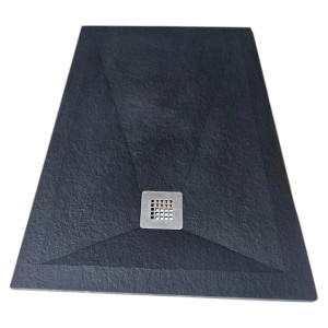 Cadita de dus HouseXL StoneCore Premium, 120x80 cm din compozit granit, cu sifon metalic inclus, Negru mat_3