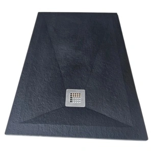 Cadita de dus HouseXL StoneCore Premium, 120x80 cm din compozit granit, cu sifon metalic inclus, Negru mat_3