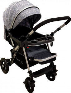 Carucior-nou-nascuti-2-in-1-BABY-CARE-PRO-511-Cadru-aluminiu-Maner-reversibil-Spatar-reglabil-in-5-trepte-Amortizoare-Frana-picior-Pliabil-Gri-jeans-cu-Carouri_1