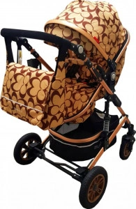Carucior-nou-nascuti-3-in-1-Baby-Care-PRO-531-Cu-geanta-bebe-Cadru-Aluminiu-Gold-Amortizoare-Roti-din-cauciuc-plin-AVE-Landou-Scoica-auto-Spatar-reglabil-3-trepte-Plasa-insecte-Beige-cu-imprimeu-Fluturasi-Maron_3
