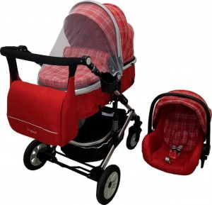 Carucior-nou-nascuti-3-in-1-Baby-Care-PRO-531-geanta-Bebe-Cadru-Aluminiu-Amortizoare-Roti-din-cauciuc-plin-AVE-Landou-Scoica-auto-Spatar-reglabil-3-trepte-Plasa-insecte-Rosu-cu-carouri_3
