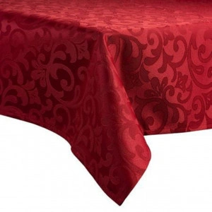 Fata de masa din Brocart cu motive florale XXL CASA GINO ,150X245, masa 12 persoane, Rosu