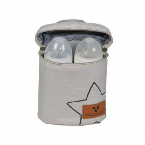 Geanta termica pentru biberoane NOVOKIDS™ Charlie Thermo Bag , Capacitate 2 biberoane, Inchidere cu fermoar, Material izolator termic, Gri Deschis - Img 3