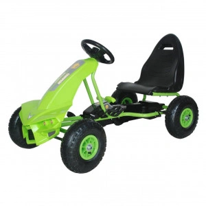 Kart pentru copii cu pedale PRO KID Motor Racing®, Roti cauciuc, Structura metalica, Frana de mana, Funtie FreeWheel, Scaun Ajustabil, Albastru