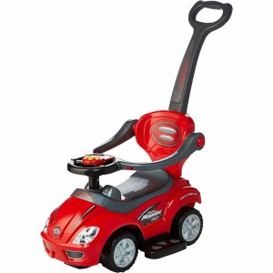 Masinuta copii si bebe NOVOKIDS™ MegaCar, Cu melodii si lumini, Maner de impins pentru parinti detasabil, Functie trotineta fara pedale, Pentru interior si exterior, Rosu