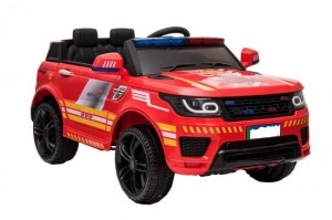 Masinuta Electrica de pompieri cu acumulator pentru copii NOVOKIDS™ Fire Squad SUV , Cu girofar fata/spate, Melodii si USB , 3-6 ani , Usi cu deschidere , Telecomanda, 2 motoare 550 W, Rosu