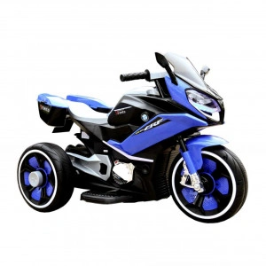 Motocicleta Electrica cu Acumulator Pentru Copii NOVOKIDS™ Cairo Motor, 3-8 ani, max 30 kg, Functie Bluetooth, Cu Sunete si Melodii, 3 Roti, Volum reglabil , Albastru
