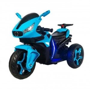 Motocicleta Electrica cu Acumulator Pentru Copii NOVOKIDS™ Shadow Motor, 2-6 ani, max 40 kg, Cu Sunete si Lumini LED, Trotineta Electrica, 3 Roti, MERS CU SPATELE, Albastru