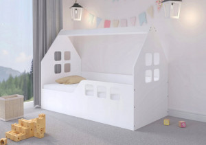 Pat-tip-casuta-pentru-copii-NOVOKIDS-MAGIC-LITTLE-HOUSE-160x80-CM-Set-cu-Saltea-din-Spuma-MATSEN-10-CM-Inclusa-Somiera-Sistem-FLEX-Protectie-Laterala-Dreapta-Coborare-Prin-Stanga