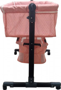 Patut-copii-transformabil-in-balansoar-bebe-Baby-Care-Co-Sleeper-Cu-plasa-insecte-si-cosulet-depozitare-Design-modern-4-roti-cu-frana-Dimensiuni-85X95X50-cm-Saltea-inclusa-Cadru-aluminiu-Roz_4