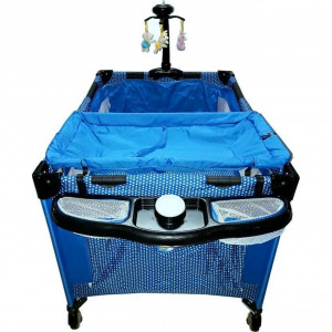 Patut-Pliant-Tarc-copii-Baby-Care-NEST-Pliabil-pe-2-Niveluri-cu-muzica-si-Masa-infasat-Jucarie-Carusel-cu-jucarii-din-plus-geanta-transport-inclusa-Albastru