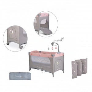 Patut-pliant-transformabil-in-tarc-copii-NOVOKIDS-Onceuponatime-NEST-62X125-cm-2-Niveluri-Jucarie-Carusel-muzical-Fermoar-acces-lateral-Roz-cu-Gri_3