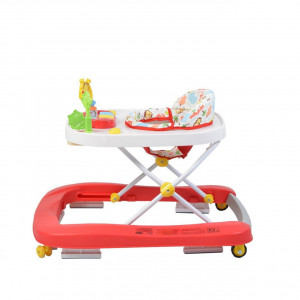 Premergator-Premium-reglabil-in-3-trepte-de-inaltime-NOVOKIDS-ZooZoo-Baby-Roti-silentioase-din-silicon-Cu-melodii-Animalute-Pliabil-Rosu