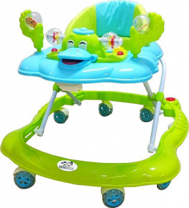 Premergator-Reglabil-in-3-Trepte-NOVOKIDS-Happy-Duck-cu-roti-din-silicon-Ratusca-Pliabil-8-Roti-Cu-Melodii-Verde-Turquoise