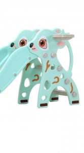 Tobogan-Pentru-Copii-NOVOKIDS-Tiana-Deer-Pentru-Interior-si-Exterior-160-centimetri-panta-alunecare-Maxim-20-Kg-Cos-de-baschet-inclus-Model-Caprioara-Albastru