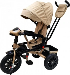 Tricicleta-cu-copertina-NOVOKIDS-Super-Trike-Cu-melodii-si-lumini-Roti-din-cauciuc-Pozitie-somn-Scaun-reversibil-cu-rotatie-360-grade-Crem