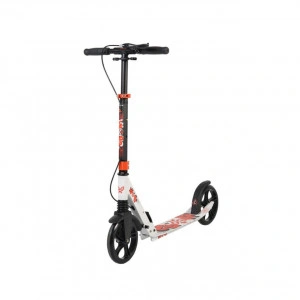 Trotineta din aluminiu NOVOKIDS™ Spooky Scooter, Frana de mana, Max.100 kg, Super Brake, Maner reglabil pe inaltime, Diametru roata 200 mm, Alb